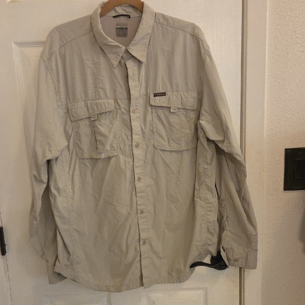 Titanium Men's Casual Light Tan Button Down Shirt